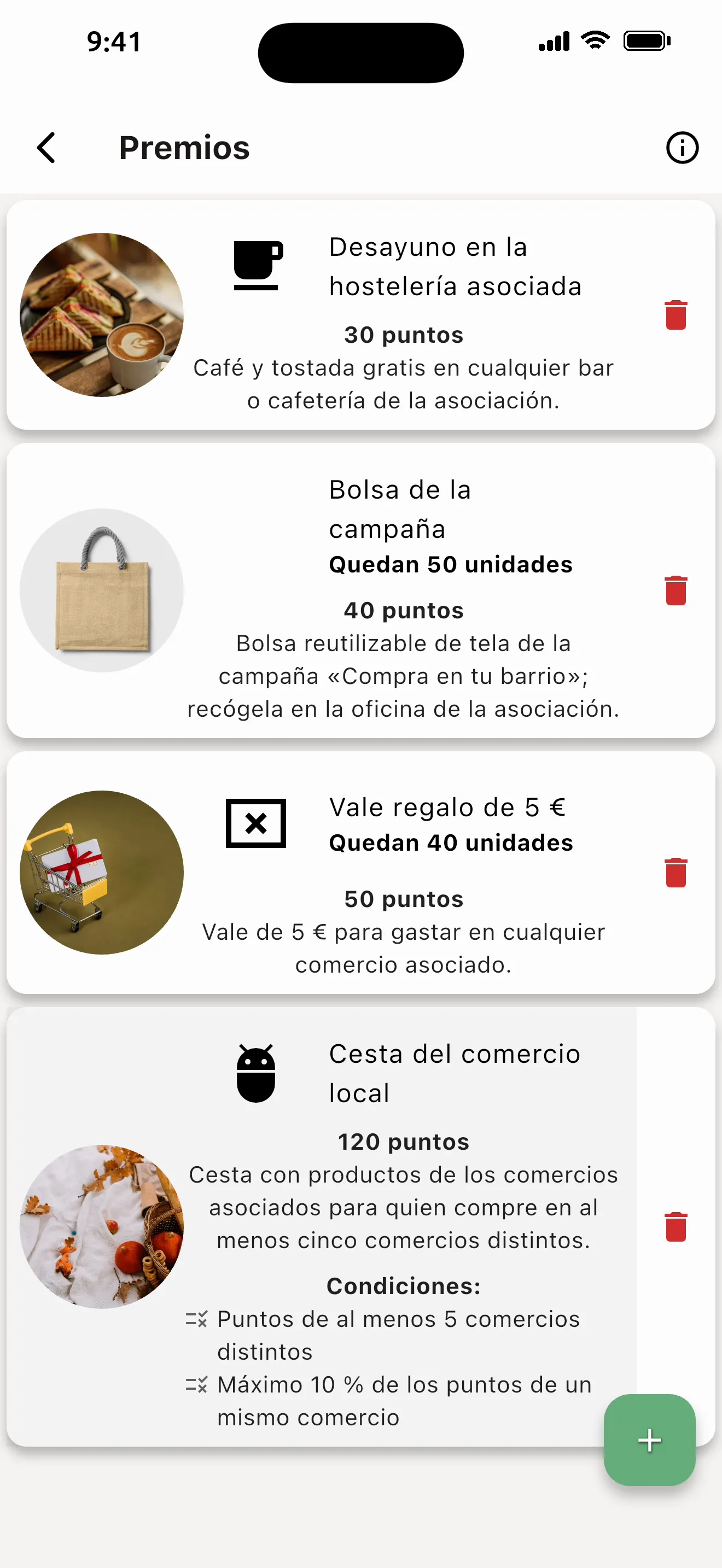Premios de la red con sus condiciones