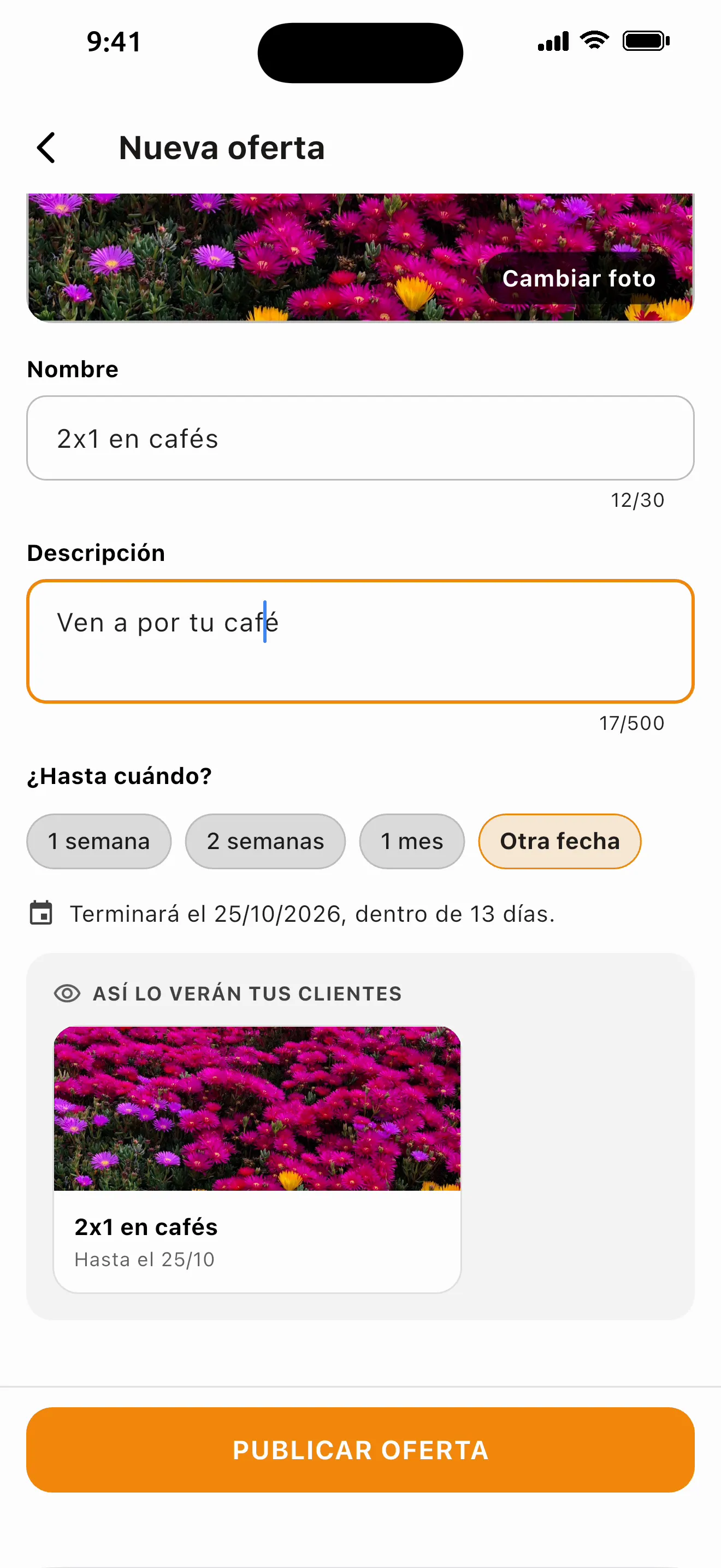 Creación de una oferta en InfoLocal